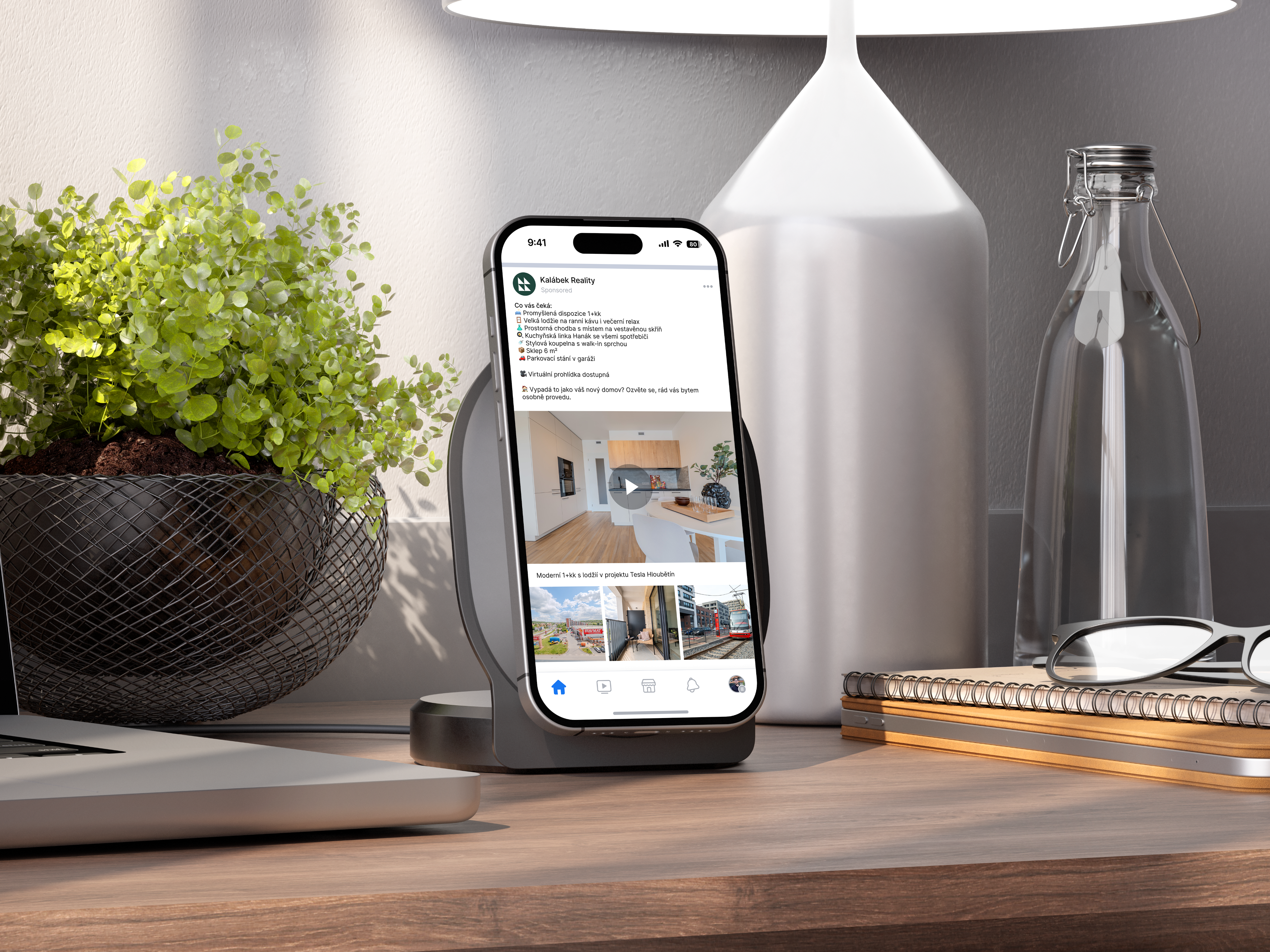 Reklama bytu Tesla Hloubětín na sociálních sítích